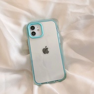 เคส iPhone ซิลิโคนนุ่ม เคสใส เคสเหลี่ยมขอบถอดออกได้ อะครีลิคกันกระแทก กล้อง สีลูกกวาด สำหรับ iPhone7/8/XR /11/12/13  14-15PROMAX#024