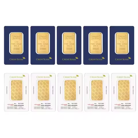 1~20pcs 1oz Credit Suisse Gold Bar 24K Gold Plated Brass Gold Bullion with An Independent Serial Num