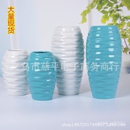 American Country Cylindrical Water Ripple Ceramic Vase Decoration Living Room Home Decoration Floor Flower Vase Floral H