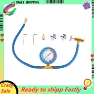 R134A Refrigerator Freon Recharge Hose Kit, R134A AC Refrigerant Charging Hose Gauge, Piercing Valve