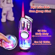 HỘP QUẸT BẬT LỬA CON QUAY 2IN1 - CON QUAY SPINNER (CÓ ĐÈN NHẤP NHÁY) - (XÀI GAS)