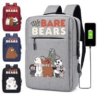 We Bare Bears Backpack for Women Student Backpack Travel Bag School Bag Laptop Bagpack for Men Korean Bagpack(USB Interface)