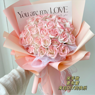 Handmade Blue Rose Soap Bouquet Material Kit Valentines Day Gift for Girlfriend European Style Singl