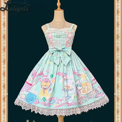 Sweet Lolita Dress Cotton Printed Casual JSK Dress ~ Macaron Dolly House by Infanta