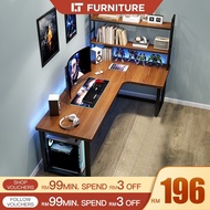 L Shape Table Home Office Table Meja Komputer Carbon Fiber 180CM Computer Desk With CPU Stand Study 