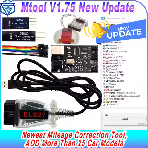 MTool V1.75 Rollback Programmer Mileage KM Adjustment Software Dongle Denso Adapter Denso Pin Wire C
