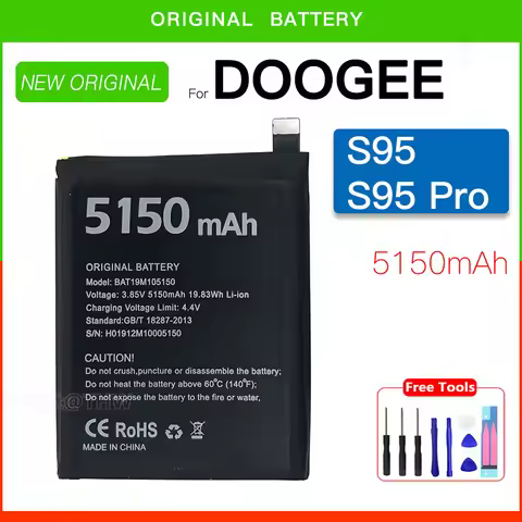 Original Replacement Doogee S95 Pro Phone Battery 5150mAh 3.85V for Doogee S95 Pro Modular Rugged Ph