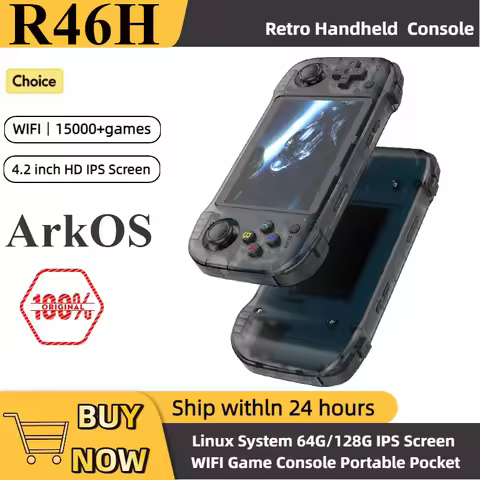 R46H Retro Game Console Handheld 1024*768 4.2 Inch R36S Large Screen Arkos System Portable Pocket Vi