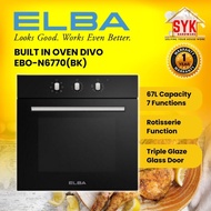 SYK ELBA Built In Oven DIVO EBO-N6770(BK) 67 Liters Build In Oven Electric Baking Oven Besar Ketuhar