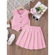 Fashionista Girls Kids Breasted Vest and Mini Skirt Set 42129