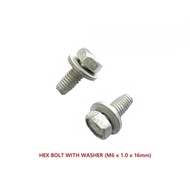 [READY STOCK] HEX BOLT WITH WASHER (M6 X 1.0 X 16mm)