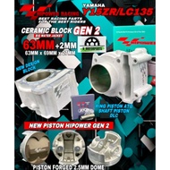 HIPOWER RACING CERAMIC BLOCK LC135 Y15 63MM 65MM GEN2 BLOCK HI POWER FORGED PISTON COATING PIN DLC G