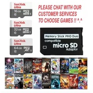 PSP GAMES PSP 1000 /2000/ 3000 SERIES  ORIGINAL SANDISK MEMORY CARD FREE GAMES FREE ADAPTER (OVER 10