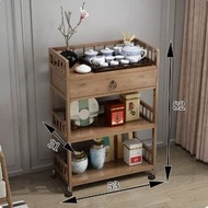 DDS - 木製置物架（3層帶抽茶色長53【帶輪】）#N270_007_417