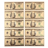 [Hot Sale] 10pcs US$100 dollar Gold Foil USD Paper Money Banknotes Crafts