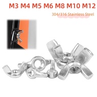 Butterfly Nuts Wing Nuts M3-M12 Wing Nuts Stainless Steel Hand Tighten Nut Adjust Thumb Nut