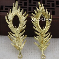 25 * 67MM Cast Copper Feather Shape Pendant diy Jewelry Accessories Antique Headdress Material