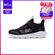 361 Degrees Kids Classic Black Running Shoes Boy EU33-42 AntiSlip Mesh Lightweight Soft-sole Sneaker
