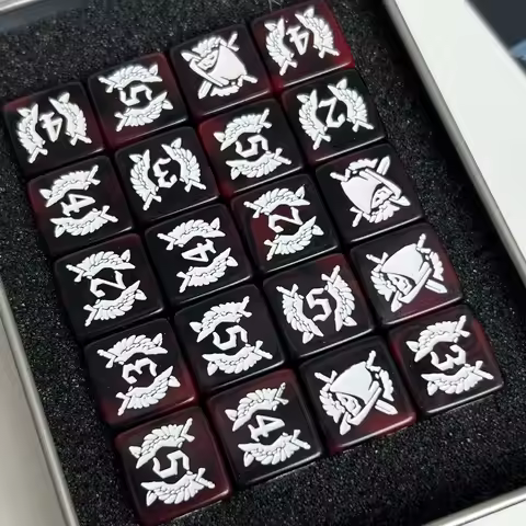 Warhammer 40k Dark Angels Dice Set, Red‑Black Swirl D6 Wargaming Dice with White Dark Angels Symbol,