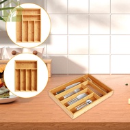 Bamboo Drawer Organizer 5/6 Compartments Bamboo Drawer Box Divided Drawer Silverware Tray Kitchen Dr