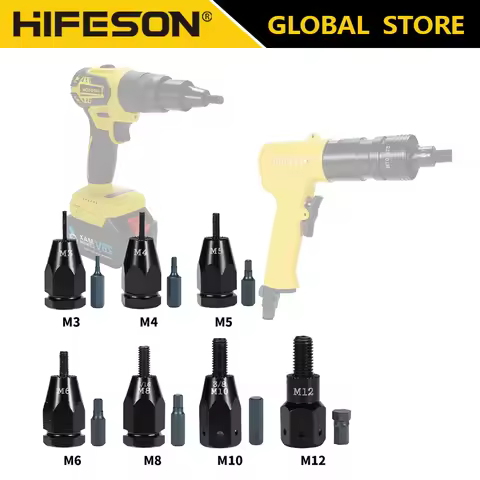 M3-M12 3/16 1/4 5/16 3/8 Air Pneumatic Rivet nut Gun Quick-Change Head Part for Rivet Guns Tool Acce
