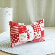 Lovely日本布【草莓蕾絲和服腰帶蝴蝶結造型手腕枕、紅格】滑鼠枕