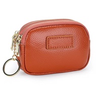 Royal Bagger Coin Purse for Women Genuine Cow Leather Mini Double Zipper Keychain Wallet Purses Fash