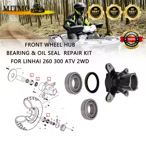 Front Wheel Hub， Bearing ，oil seal ，Repair Kit For Linhai 260 300 ATV 2WD CLASSIC DEMON ANNIVERSARY 