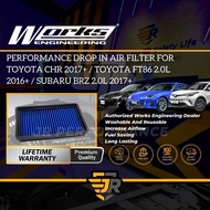Works Engineering Washable Drop In Replacement Air Filter Toyota GT86 Cross Penapis Udara Car Intake