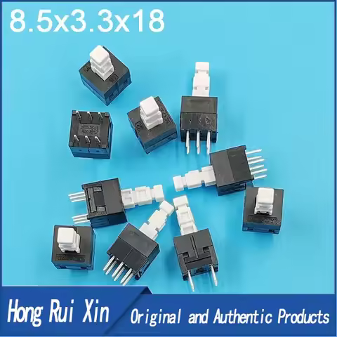 20PCS 8.5x8.5x18mm Push Button Switch with Lock Double-row Square Head 3.3x3.3mm Handle Height 10mm 