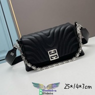 Given 4G soft underarm flap baguette messenger quilted shoulder commuter tote with magnetic closure