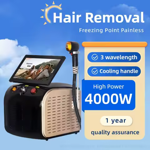 4000W Professional 808 Diode Laser 3 Wavelength Laser Hair Removal Device 808 755 1064, Permanent an