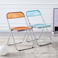 Trendy folding chair, acrylic transparent chair, ghost dining chair ins Plastic crystal chair for cl