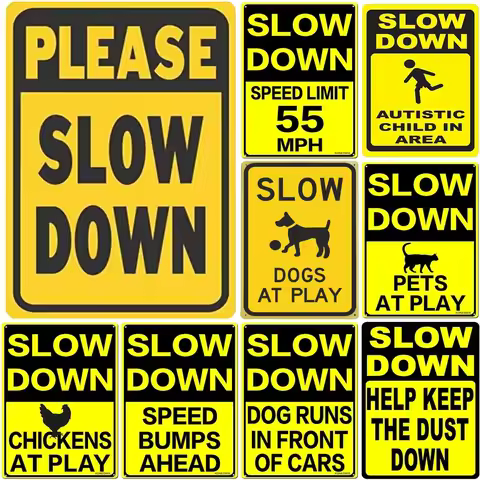 Retro Metal Aluminum Signs Slow Down Kids and Pets At Play Vintage Posters for Home Garden Bar Man C