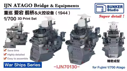 BUNKER IJN70130 1/700 IN ATAGO Bridge & Equipments 3D Print Set