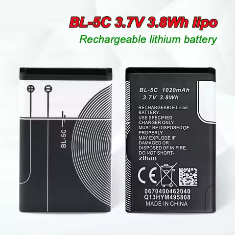 BL-5C Rechargeable Battery 1020mAh BL 5C Lithium Cell for Nokia 1100 1200 1208 2300 2310 2600 6230 3