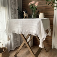 American Style Tablecloth Retro Japanese Hollow out Cotton Linen Fabric Nordic INS Style Student Pho