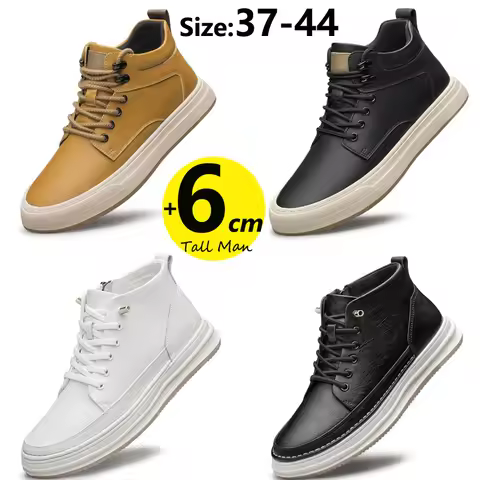 Men Ankel Boots Elevator Lift Height Increase Insoles 6cm Man Platform Soles Plus Size 38-44