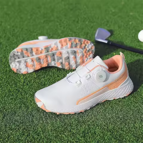 LiXingMing Women Golf Shoes 2303 Pink Waterproof Anti-slip studs Men Golf Sport Shoes Outdoor Traini