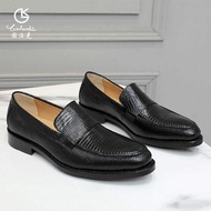 Business Fashion Suit Men's Lizard Shoes Handmade Goodyear Tire And Rubber Company Leather Shoesles