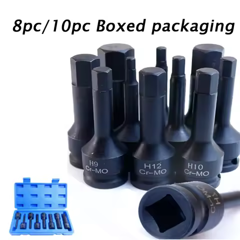 8/10Pcs Socket Set 1/2 Hexagon Screwdriver Sleeve H5 H6 H7 H8 H10 H12 H14 H16 H17 H19 Drive Impact T