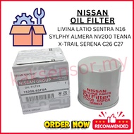 NISSAN OIL FILTER ( 15208-65F0A) LIVINA LATIO SENTRA SYLPHY ALMERA NV200 TEANA XTRAIL SERENA C26 C27