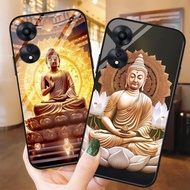 Glass phone case for oppo a78 5g / oppo a58 5g / a58 / a78 printed with lucky Amitabha Buddha image