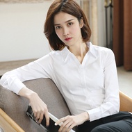 kemeja perempuan korean style kemeja perempuan kemeja Profesional baju putih lengan panjang wanita v
