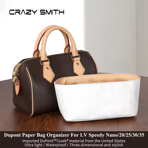 CRAZYSMITH Dupont Paper Insert Bag Organizer For LV Speedy 20 25 30 35 Handbag Inner Bag Shaper Stor