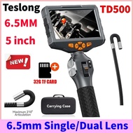 TD500 6.5/3.9MM Dual Lens Articulating Borescope 1080P 5 Inch IPS Two Way 360° Steering Endoscope Ca