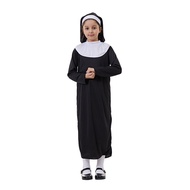 Kids Nun Costume Halloween Costume Girl Dress Catholic Sister Robe Priest Carnival Outfit Child Goth