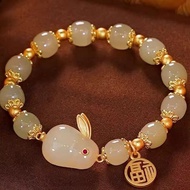New Chinese Jade Rabbit Bracelet Women's Niche Design High-value Student Bracelet Girlfriends Antiqu