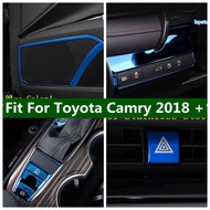 Emergency Warning Flash Lights Button / Car Door Audio Speaker Tweeter Cover Trim Blue Accessories For Toyota Camry 2018