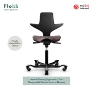 HÅG Capisco Puls 8020 - Ergonomic Office Chair by Flokk - Leather Black Plastic Paloma Soft (Black Metal Colour)